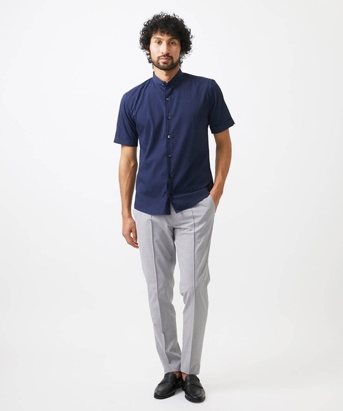 MICHEL KLEIN HOMME (ミッシェルクランオム)の「【セットアップ】バンドカラー半袖シャツ(シャツ/ブラウス・メンズ・ライトグレー/ブラック/ネイビー・MEDIUM/LARGE/X-LARGE)」の15枚目の写真