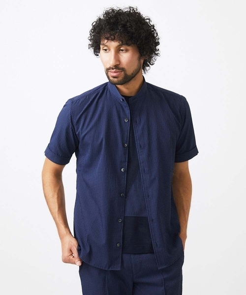 MICHEL KLEIN HOMME (ミッシェルクランオム)の「【セットアップ】バンドカラー半袖シャツ(シャツ/ブラウス・メンズ・ライトグレー/ブラック/ネイビー・MEDIUM/LARGE/X-LARGE)」の17枚目の写真