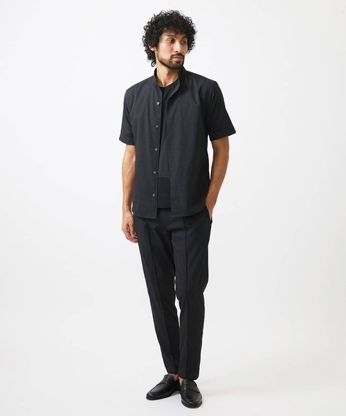 MICHEL KLEIN HOMME (ミッシェルクランオム)の「【セットアップ】バンドカラー半袖シャツ(シャツ/ブラウス・メンズ・ライトグレー/ブラック/ネイビー・MEDIUM/LARGE/X-LARGE)」の4枚目の写真