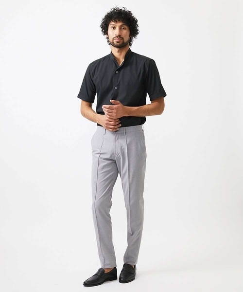 MICHEL KLEIN HOMME (ミッシェルクランオム)の「【セットアップ】バンドカラー半袖シャツ(シャツ/ブラウス・メンズ・ライトグレー/ブラック/ネイビー・MEDIUM/LARGE/X-LARGE)」の6枚目の写真
