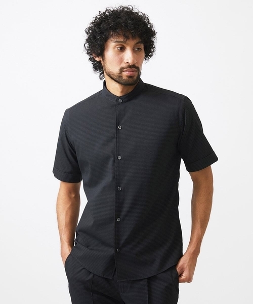 MICHEL KLEIN HOMME (ミッシェルクランオム)の「【セットアップ】バンドカラー半袖シャツ(シャツ/ブラウス・メンズ・ライトグレー/ブラック/ネイビー・MEDIUM/LARGE/X-LARGE)」の7枚目の写真