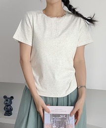 配色パイピング刺繍Tシャツ (SS)