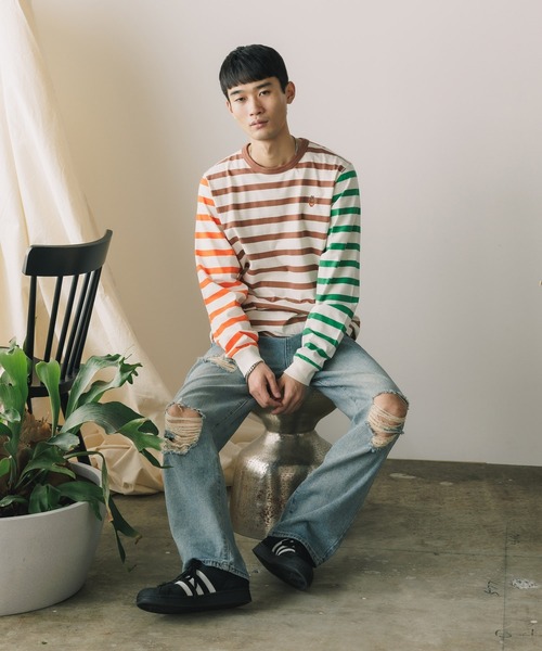 POP TRADING COMPANY（ポップトレーディングカンパニー）の「POP TRADING COMPANY/ポップトレーディングカンパニー miffy embroidered striped longsleeve t-shirt Tシャツ（Tシャツ/カットソー・メンズ・マルチ・L）」の2枚目の写真