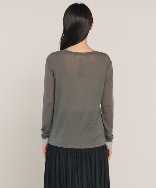ADAWAS（アダワズ）の「ADAWAS/アダワス ULTRA SOFT GAUZE CREW-NECK 長袖Ｔシャツ フェイクレイヤード（Tシャツ/カットソー・レディース・チャコールグレー/ナチュラル・FREE）」の13枚目の写真