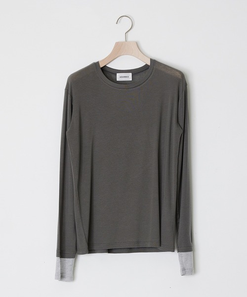 ADAWAS（アダワズ）の「ADAWAS/アダワス ULTRA SOFT GAUZE CREW-NECK 長袖Ｔシャツ フェイクレイヤード（Tシャツ/カットソー・レディース・チャコールグレー/ナチュラル・FREE）」の14枚目の写真