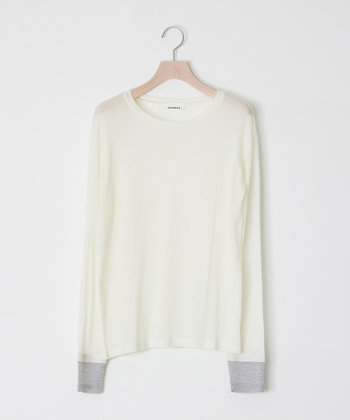 ADAWAS（アダワズ）の「ADAWAS/アダワス ULTRA SOFT GAUZE CREW-NECK 長袖Ｔシャツ フェイクレイヤード（Tシャツ/カットソー・レディース・チャコールグレー/ナチュラル・FREE）」の15枚目の写真