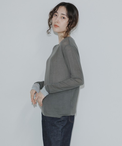 ADAWAS（アダワズ）の「ADAWAS/アダワス ULTRA SOFT GAUZE CREW-NECK 長袖Ｔシャツ フェイクレイヤード（Tシャツ/カットソー・レディース・チャコールグレー/ナチュラル・FREE）」の18枚目の写真