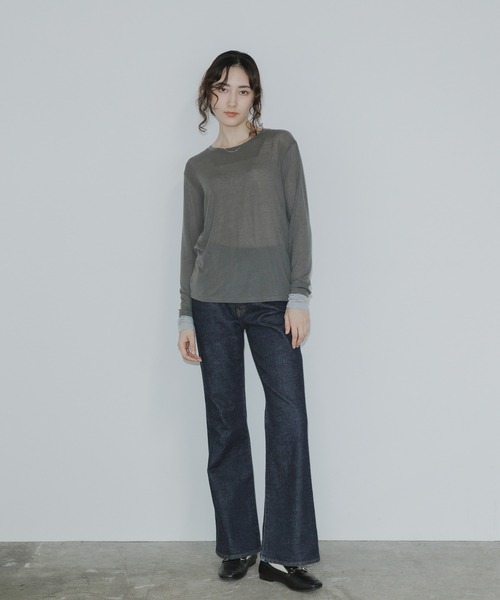 ADAWAS（アダワズ）の「ADAWAS/アダワス ULTRA SOFT GAUZE CREW-NECK 長袖Ｔシャツ フェイクレイヤード（Tシャツ/カットソー・レディース・チャコールグレー/ナチュラル・FREE）」の19枚目の写真