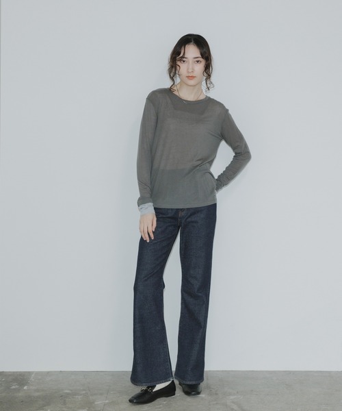 ADAWAS（アダワズ）の「ADAWAS/アダワス ULTRA SOFT GAUZE CREW-NECK 長袖Ｔシャツ フェイクレイヤード（Tシャツ/カットソー・レディース・チャコールグレー/ナチュラル・FREE）」の20枚目の写真