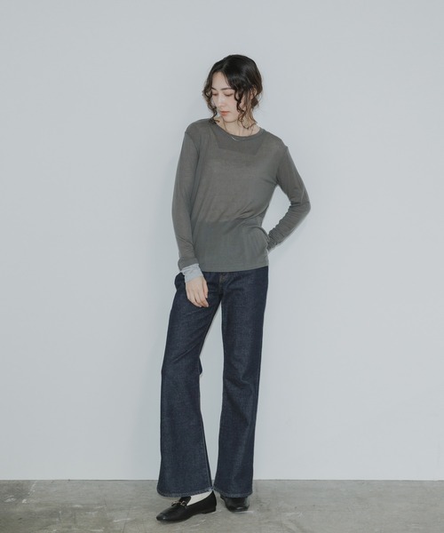 ADAWAS（アダワズ）の「ADAWAS/アダワス ULTRA SOFT GAUZE CREW-NECK 長袖Ｔシャツ フェイクレイヤード（Tシャツ/カットソー・レディース・チャコールグレー/ナチュラル・FREE）」の22枚目の写真