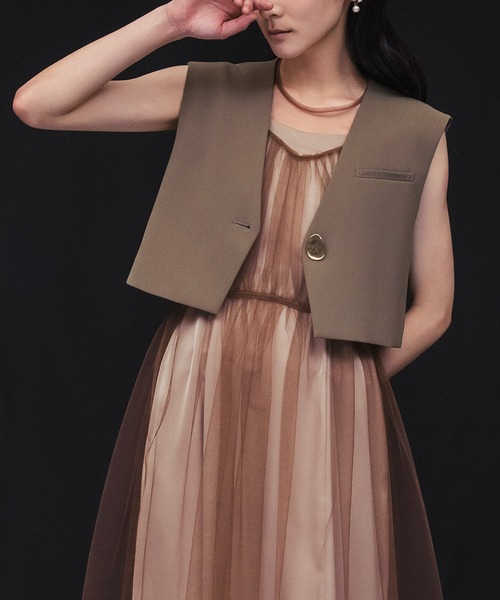 girl(ガール)の「ショートジレ セット チュールドレス 3点セット 結婚式 ワンピース パーティードレス オケージョンドレス お呼ばれ 二次会 成人式 同窓会 謝恩会(ドレス・レディース・ブラウン/グレー/ブラック・S/M/L)」の16枚目の写真