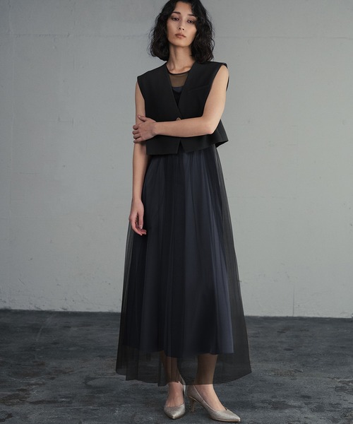 girl(ガール)の「ショートジレ セット チュールドレス 3点セット 結婚式 ワンピース パーティードレス オケージョンドレス お呼ばれ 二次会 成人式 同窓会 謝恩会(ドレス・レディース・ブラウン/グレー/ブラック・S/M/L)」の17枚目の写真