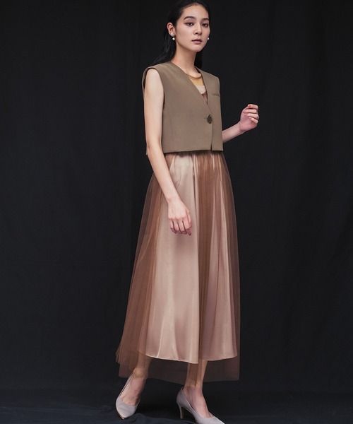 girl(ガール)の「ショートジレ セット チュールドレス 3点セット 結婚式 ワンピース パーティードレス オケージョンドレス お呼ばれ 二次会 成人式 同窓会 謝恩会(ドレス・レディース・ブラウン/グレー/ブラック・S/M/L)」の20枚目の写真