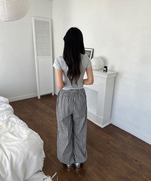 by muni:r(バイ ムニール)の「ハートレースチェックバンディングパンツ(その他パンツ・レディース・ブラック/ネイビー・FREE)」の21枚目の写真