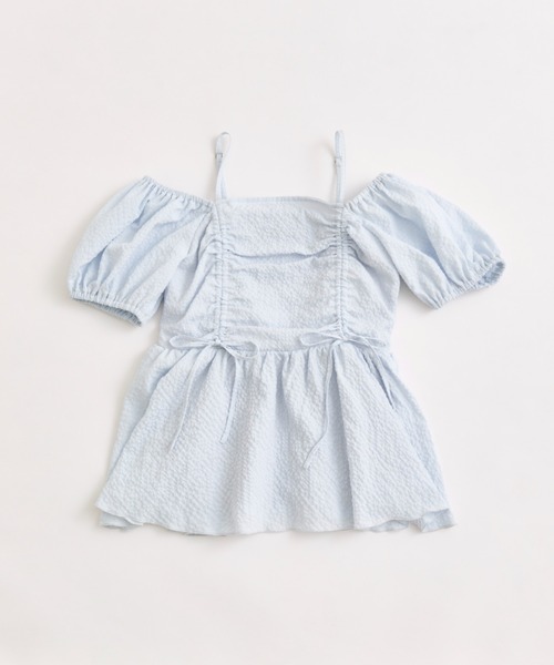 Olive des Olive ドロストオフショルチュニック サックスブルー ドロストオフショルチュニック（シャツ/ブラウス）｜OLIVE des
