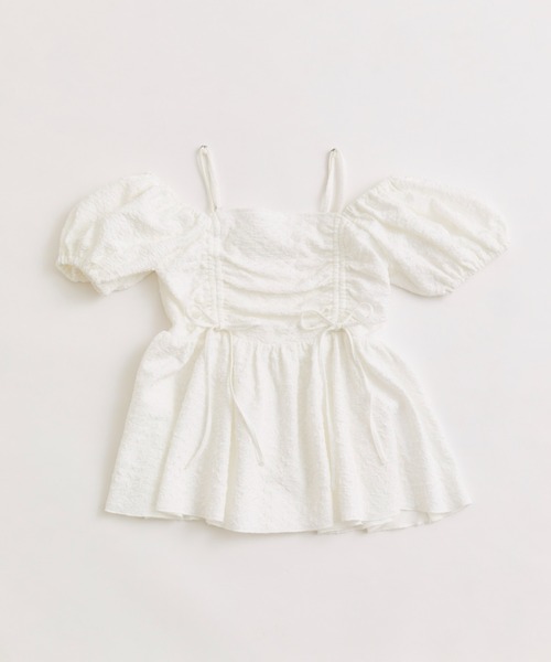 OLIVE des OLIVE(オリーブデオリーブ)の「ドロストオフショルチュニック(シャツ/ブラウス・レディース・オフホワイト/サックスブルー/ピンク・FREE)」の5枚目の写真