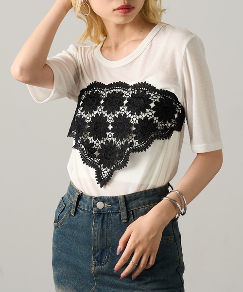 MAGASIN DE MODE Onjna(マガジンデモードオンジェナ )の「【MAGASIN DE MODE Onjna】フラワーレースバブーシュカ ヘッドドレススカーフ OSWY(バンダナ/スカーフ・レディース・ブラック/ホワイト・FREE)」の13枚目の写真
