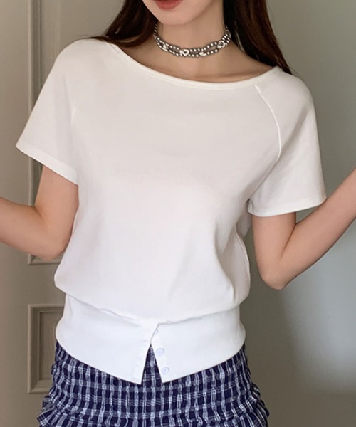 2ly2(トゥーリートゥー)の「裾ボタンでこなれ感UP!ゆるシルエットカットソーTシャツ(Tシャツ/カットソー・レディース・ブラック/グレー/イエロー/ホワイト・FREE)」の21枚目の写真