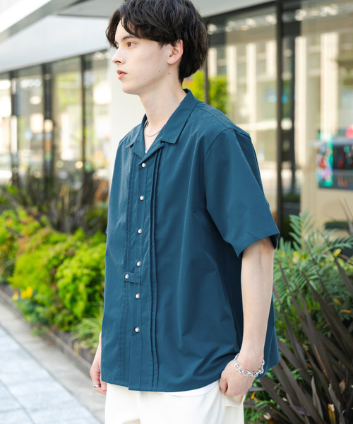 セール】デザインオープンカラーショートスリーブシャツ（シャツ