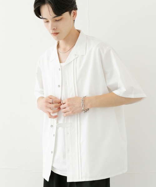 セール】デザインオープンカラーショートスリーブシャツ（シャツ