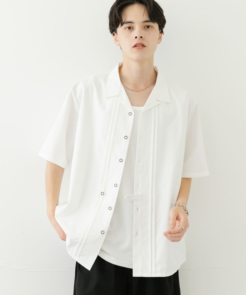 SENSE OF PLACE by URBAN RESEARCH（センスオブプレイスバイアーバンリサーチ）の「デザインオープンカラーショートスリーブシャツ（シャツ/ブラウス・メンズ・ブルー/ブラック/ホワイト・MEDIUM/LARGE）」の20枚目の写真