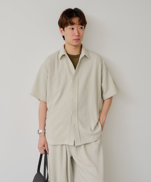 UNISEX/SETUP対応】ストレッチシアサッカーショートスリーブ