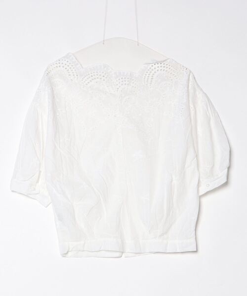 gossip!ロサンゼルス(ゴシップロサンゼルス)の「襟元波型レース透かし刺繍コットンレース クラシックシルエットバルーンスリーブブラウス(シャツ/ブラウス・レディース・ホワイト・S/L/M)」の21枚目の写真