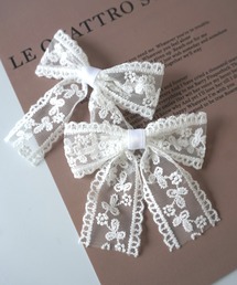 ammy.（エイミードット）の「【 ammy. / エイミードット 】 レース リボン ヘアクリップ 《 2個セット 》（バレッタ/ヘアクリップ・キッズ）」