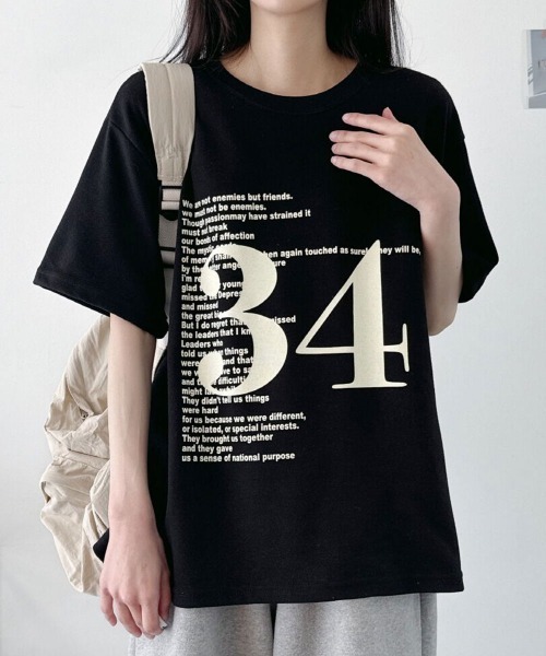 NANAHACHI(ナナハチ)の「オーバーサイズ ナンバリングTシャツ(Tシャツ/カットソー・レディース・ブラック/ブラウン/オートミール・FREE)」の11枚目の写真