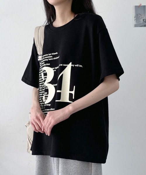 NANAHACHI(ナナハチ)の「オーバーサイズ ナンバリングTシャツ(Tシャツ/カットソー・レディース・ブラック/ブラウン/オートミール・FREE)」の12枚目の写真