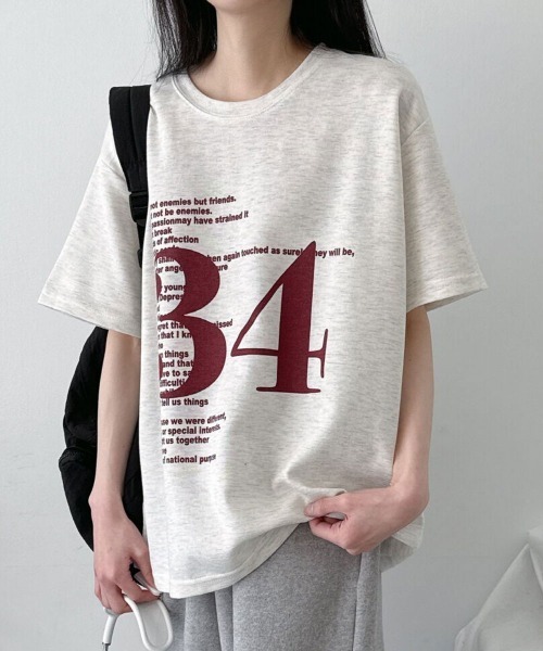 NANAHACHI(ナナハチ)の「オーバーサイズ ナンバリングTシャツ(Tシャツ/カットソー・レディース・ブラック/ブラウン/オートミール・FREE)」の9枚目の写真