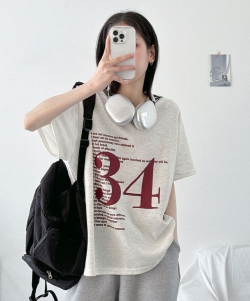 NANAHACHI(ナナハチ)の「オーバーサイズ ナンバリングTシャツ(Tシャツ/カットソー・レディース・ブラック/ブラウン/オートミール・FREE)」の20枚目の写真