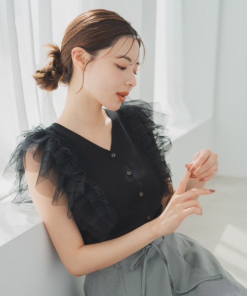 MISCH MASCH(ミッシュマッシュ)の「フリルチュール2wayニット(ニット/セーター・レディース・ブラック/レッド/ベージュ・フリ-)」の7枚目の写真