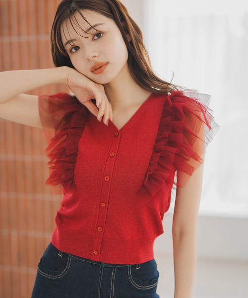 MISCH MASCH(ミッシュマッシュ)の「フリルチュール2wayニット(ニット/セーター・レディース・ブラック/レッド/ベージュ・フリ-)」の5枚目の写真