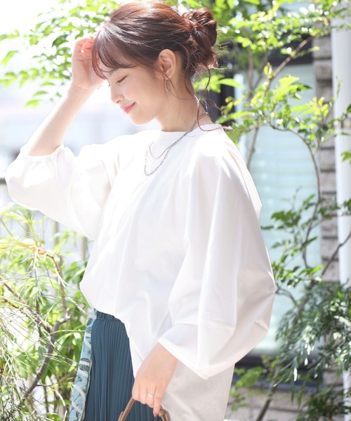 Ehre style(エーレスタイル)の「仕事も休日も涼しく腕隠し立体袖トップス(Tシャツ/カットソー・レディース・ホワイト/ベージュ/ブラック・FREE)」の7枚目の写真