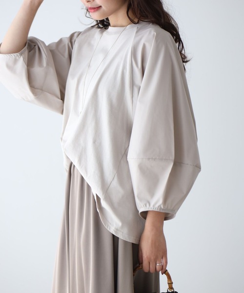 Ehre style(エーレスタイル)の「仕事も休日も涼しく腕隠し立体袖トップス(Tシャツ/カットソー・レディース・ホワイト/ベージュ/ブラック・FREE)」の10枚目の写真