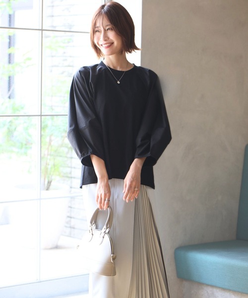 Ehre style(エーレスタイル)の「仕事も休日も涼しく腕隠し立体袖トップス(Tシャツ/カットソー・レディース・ホワイト/ベージュ/ブラック・FREE)」の15枚目の写真
