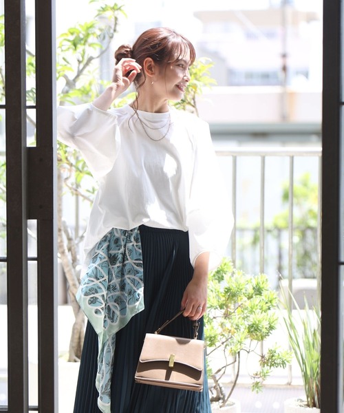 Ehre style(エーレスタイル)の「仕事も休日も涼しく腕隠し立体袖トップス(Tシャツ/カットソー・レディース・ホワイト/ベージュ/ブラック・FREE)」の18枚目の写真