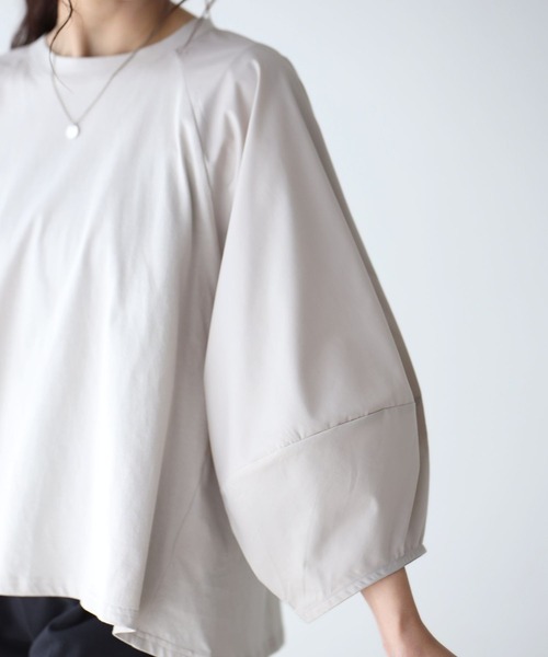 Ehre style(エーレスタイル)の「仕事も休日も涼しく腕隠し立体袖トップス(Tシャツ/カットソー・レディース・ホワイト/ベージュ/ブラック・FREE)」の21枚目の写真