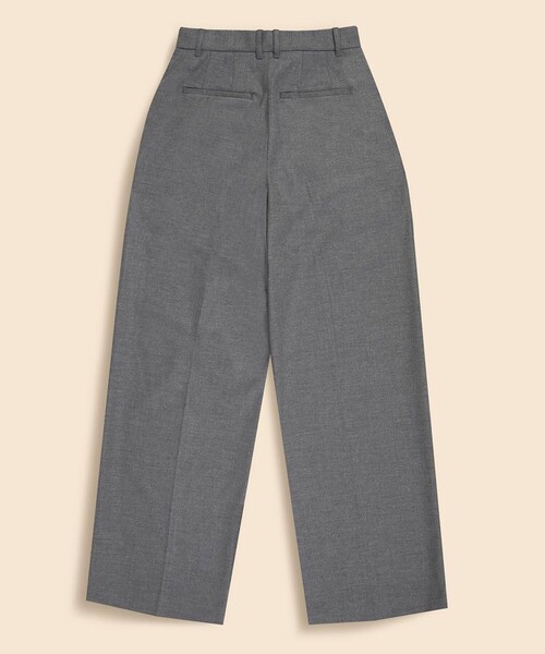 ポリエステルブレンド　プリーテッド　ワイドレッグパンツ