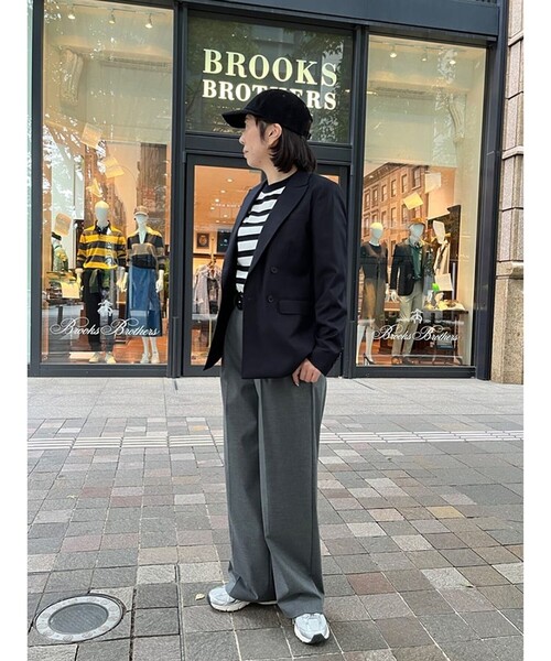 ポリエステルブレンド　プリーテッド　ワイドレッグパンツ