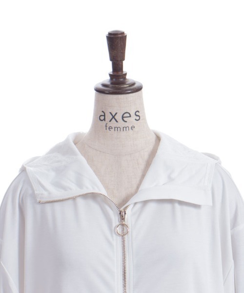 美品★フォクシー｜シアーパーカー フーディ ジップ 40 ホワイト 白 フード 中古・古着通販】FOXEY NEWYORK (フォクシーニューヨーク