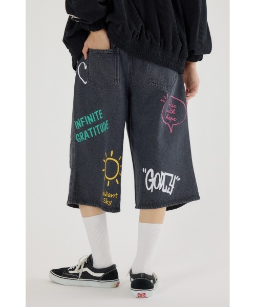 RODEO CROWNS WIDE BOWL(ロデオクラウンズワイドボウル)の「ラクガキバミューダデニムパンツ(デニムパンツ・メンズ・ブラック/ライトブルー・MEDIUM/LARGE)」の18枚目の写真