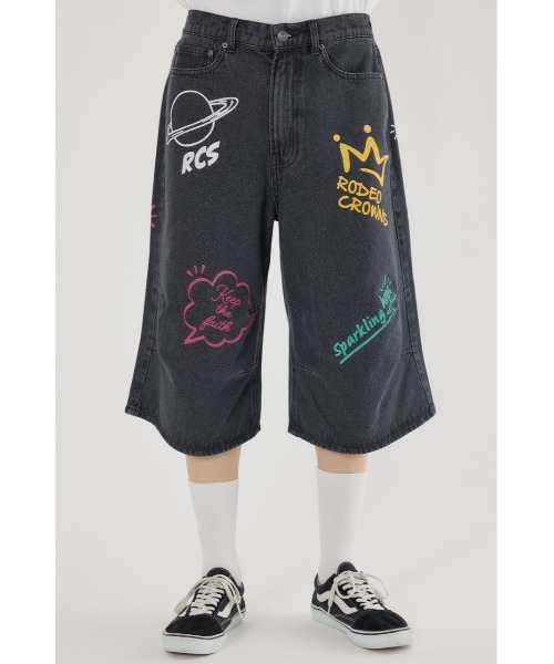 RODEO CROWNS WIDE BOWL(ロデオクラウンズワイドボウル)の「ラクガキバミューダデニムパンツ(デニムパンツ・メンズ・ブラック/ライトブルー・MEDIUM/LARGE)」の21枚目の写真