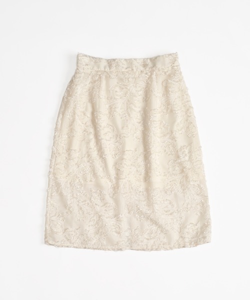 MUHET（ミュエータ）の「sheer jaguard midi skirt / シアージャガードスカート（スカート・レディース・アイボリー/ブラック・LARGE/MEDIUM）」の3枚目の写真