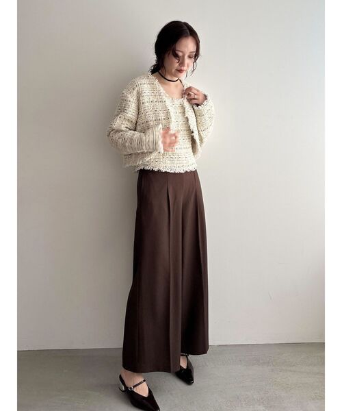 LAGUNAMOON（ラグナムーン）の「テープヤーンツイードジャケット（テーラードジャケット・レディース・ブラック/アイボリー・FREE）」の5枚目の写真