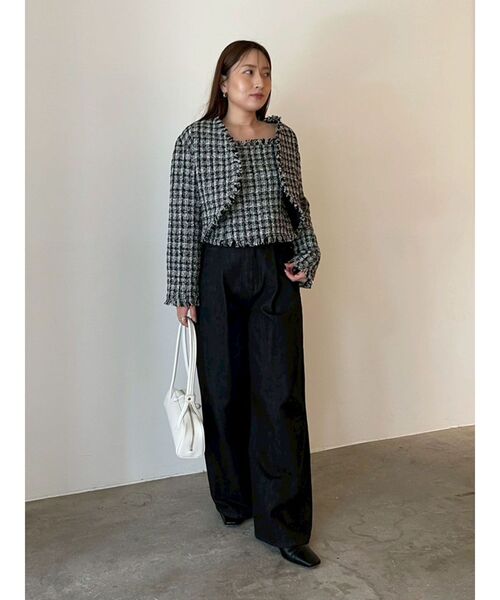LAGUNAMOON（ラグナムーン）の「テープヤーンツイードジャケット（テーラードジャケット・レディース・ブラック/アイボリー・FREE）」の8枚目の写真