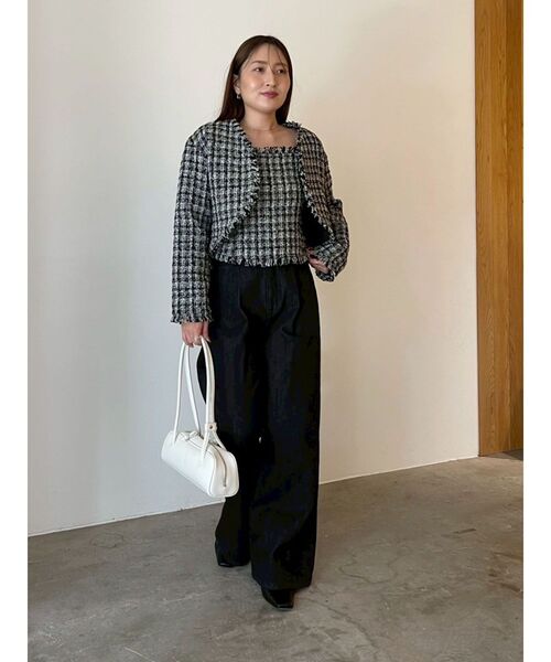 LAGUNAMOON（ラグナムーン）の「テープヤーンツイードジャケット（テーラードジャケット・レディース・ブラック/アイボリー・FREE）」の9枚目の写真