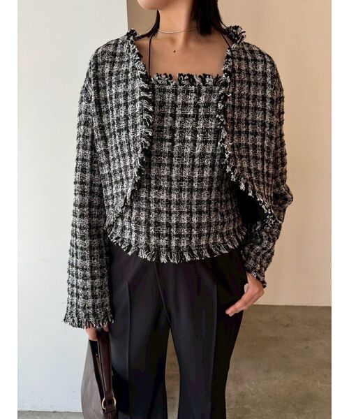 LAGUNAMOON（ラグナムーン）の「テープヤーンツイードジャケット（テーラードジャケット・レディース・ブラック/アイボリー・FREE）」の11枚目の写真