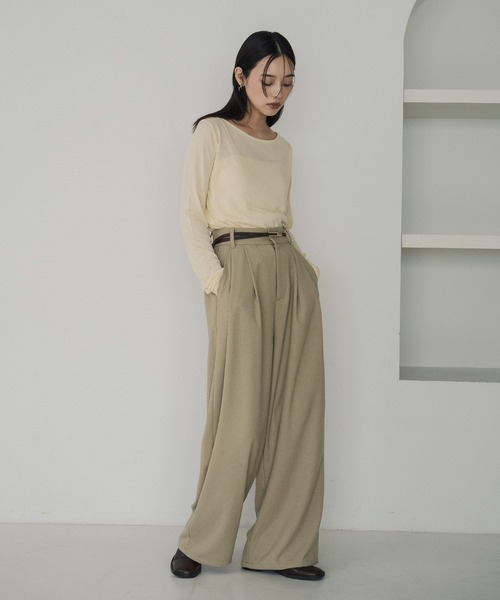 hellam（へラム）の「起毛 ネップタックパンツ（その他パンツ・レディース・アイボリー/ブラック/ブラウン/ベージュ・FREE）」の15枚目の写真